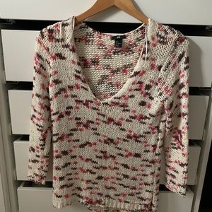 H&M White Beige Pink Knit Sweater Size S Small